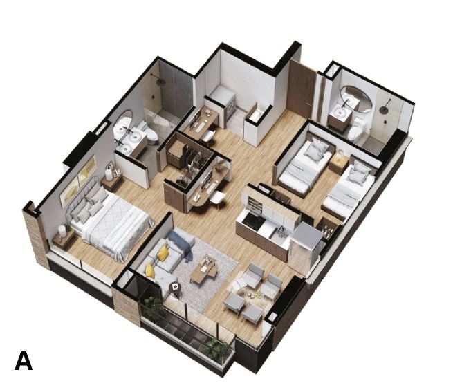 Apartamento de 2 Habitaciones.