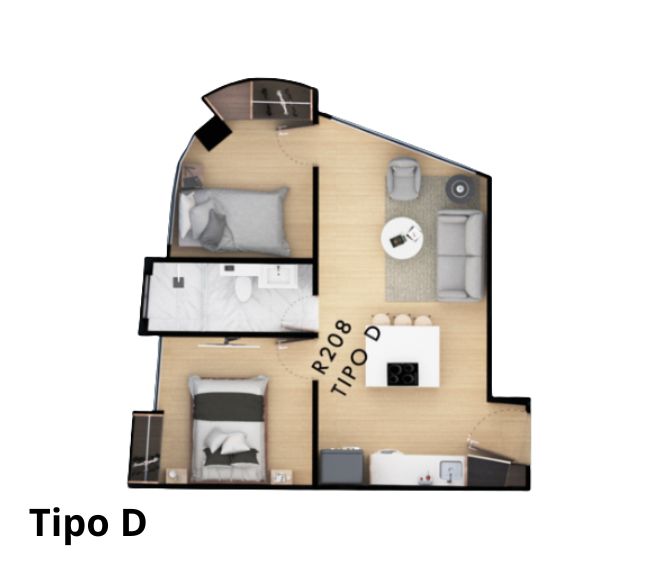 Apartamento de 2 Habitaciones.