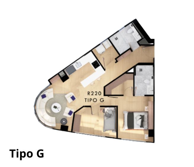 Apartamento de 2 Habitaciones.